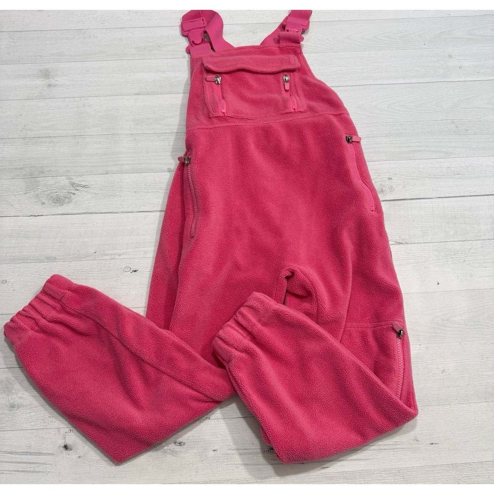 Girls pink fleece overalls size 140 9/10